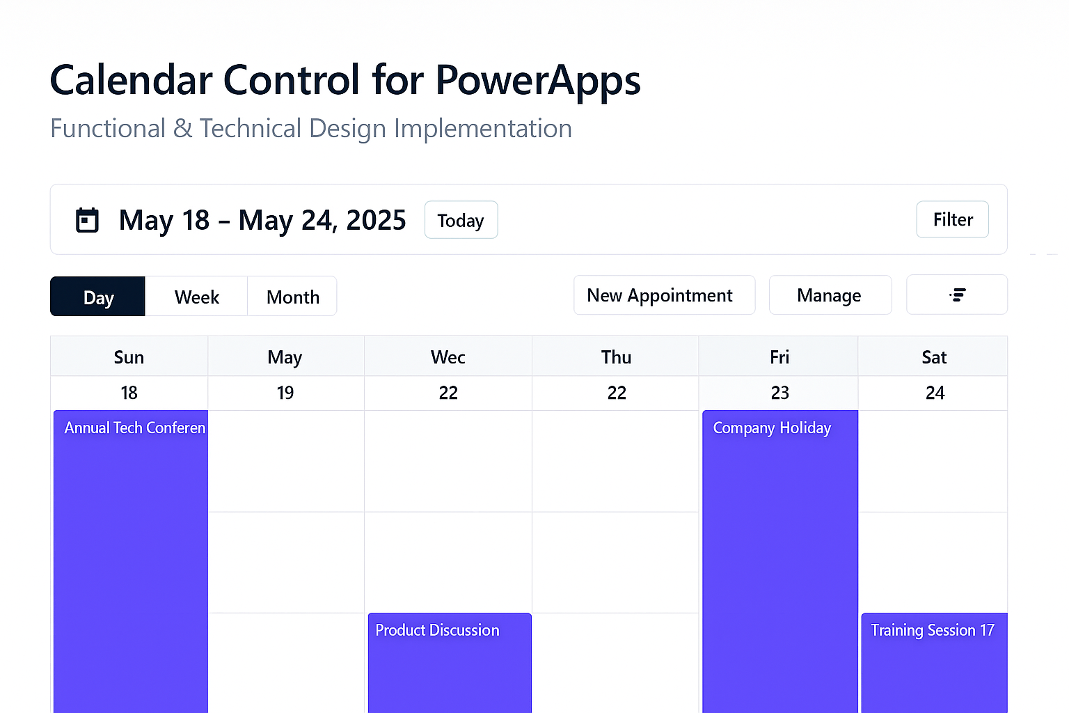 تقويم إدارة المواعيد في PowerApps
